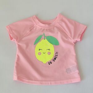 Making Waves Rashguard Swim Shirt Baby Girl 2T Pink Yellow Lemon Short Sleeve